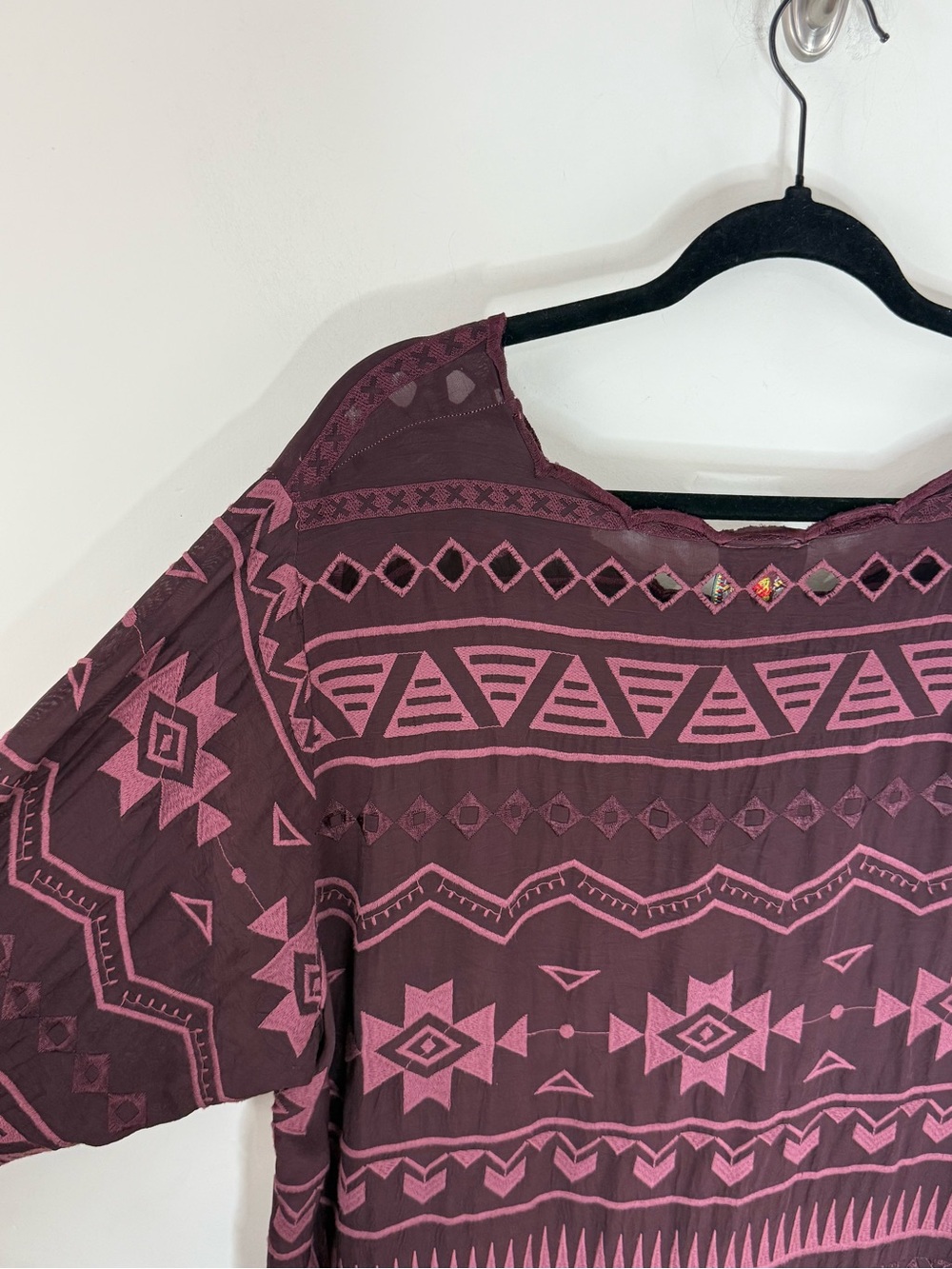 Johnny Was Long Sleeve Shift Dress Size XL Embroidered Bohemian Western - Picture 13 of 16
